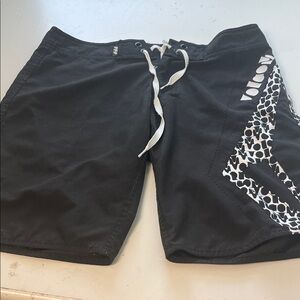 Vintage Miss Mad Volcom Sz 7 Black White Womens Board Shorts